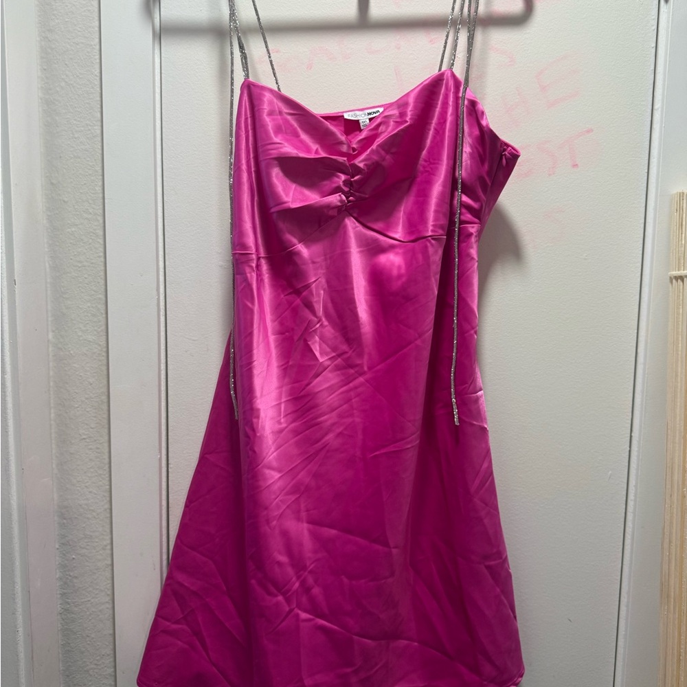 Fashion Nova Fuchsia Satin Mini Dress